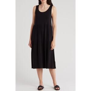 nwt EILEEN FISHER sz XL Sleeveless Tiered Jersey Midi dress in black